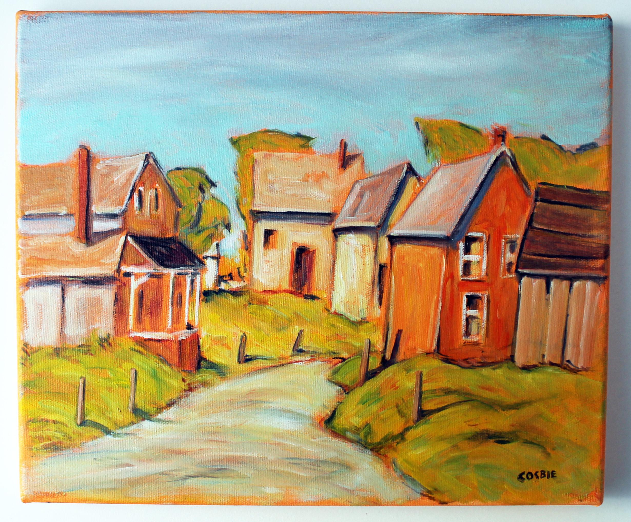 <p>Artist Comments<br>Houses and cottages dot a quiet street inspired by the township of Sterling in Ontario, Canada. Bathed in the warm sunlight, the setting comes to life with bold and vibrant colors. The composition reflects the nostalgic charm
