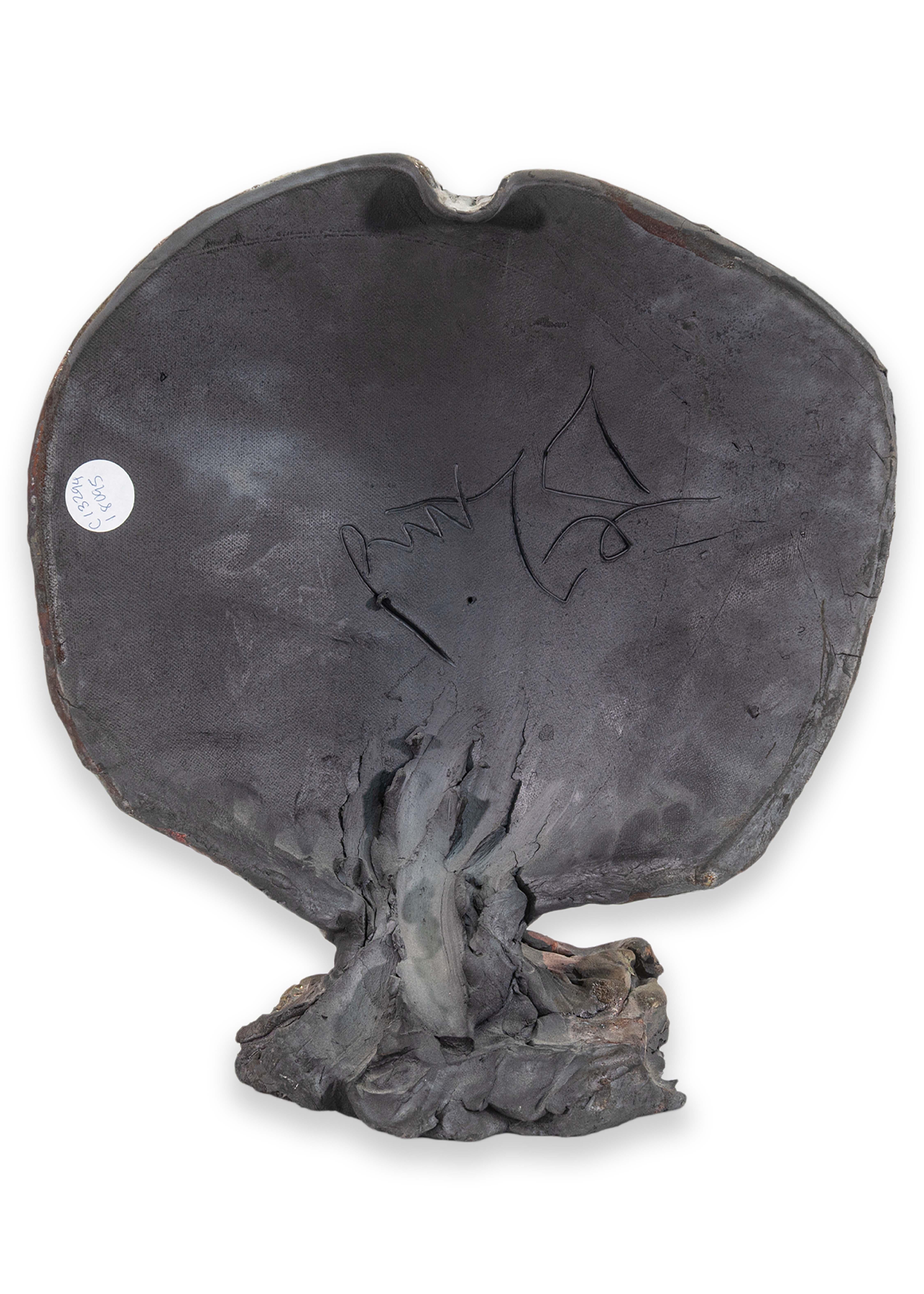 Doug Delind Signed Brutalist Modern Owl Raku Art Ceramic Pottery Sculpture 1990s For Sale 4