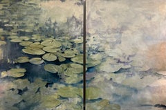All That Remains Diptyc by Doug Foltz Oil on Canvas Lily Pad Landscape Water
