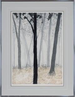Vintage "Forest Mist" - Black and White Engraving