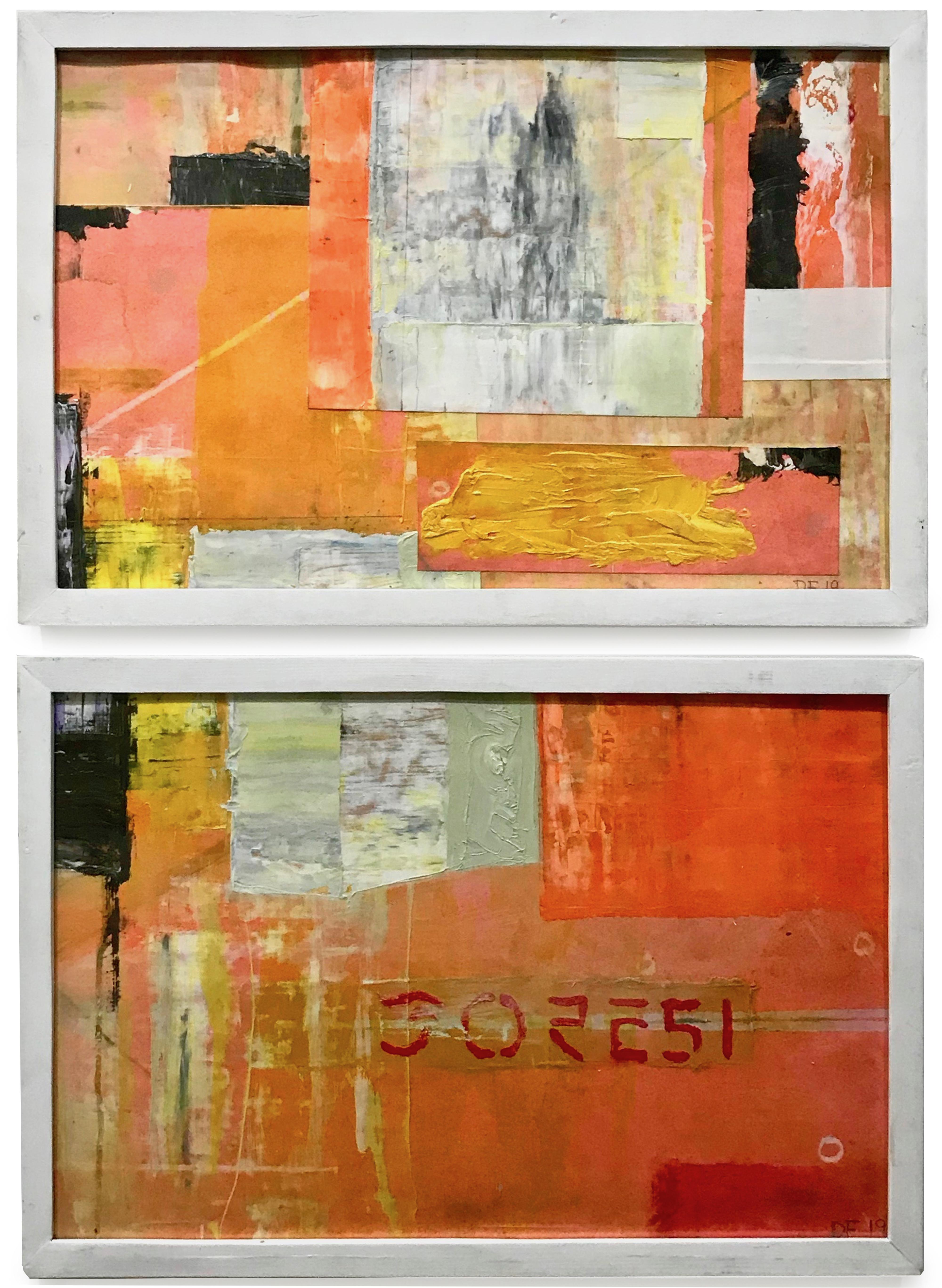 Doug Frohman Abstract Painting - "Double Orange"  Abstract Oil Paintings  