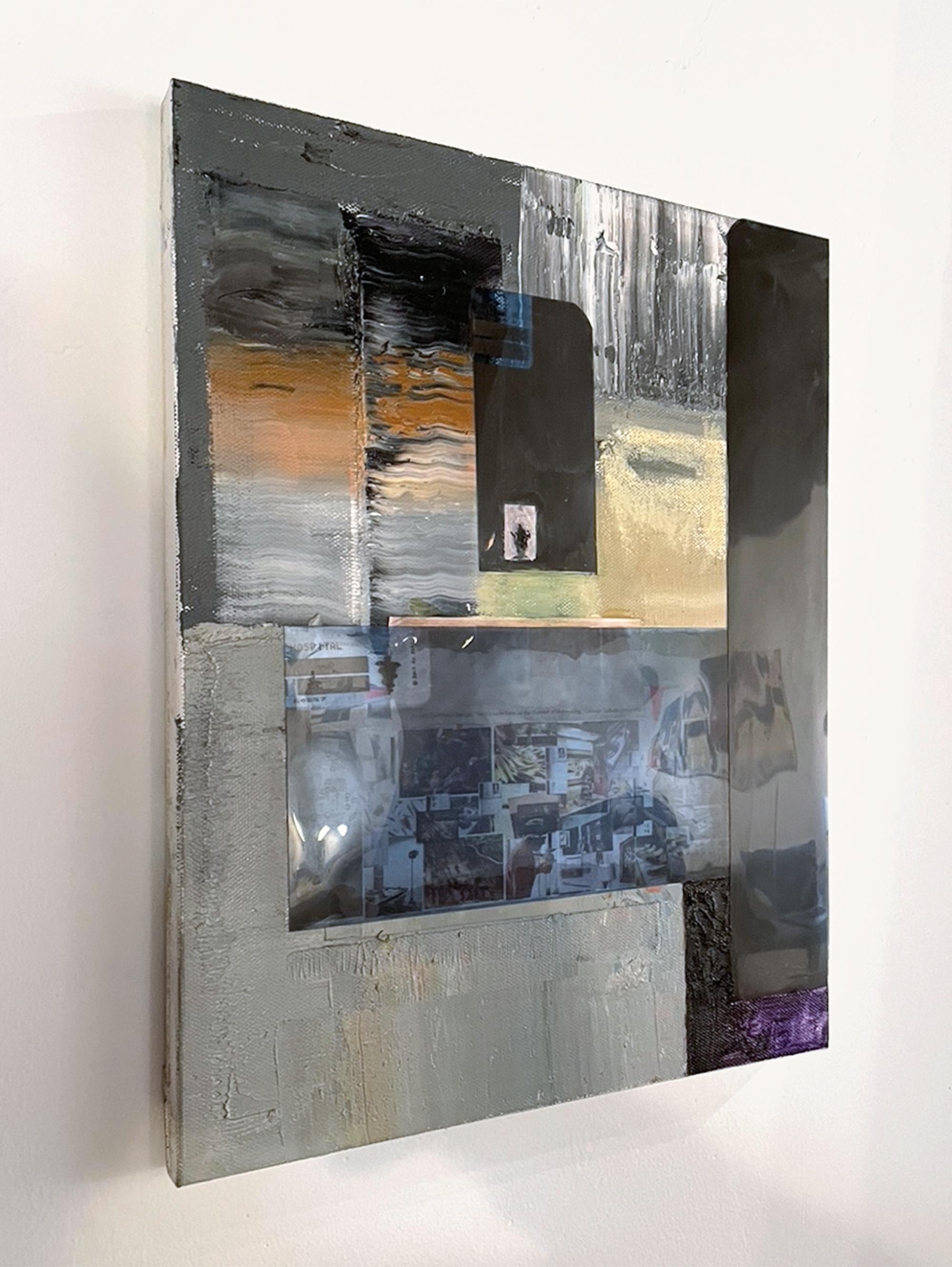 Painted primarily in oil and encaustic with a cement trowel on wood panel and canvas, his work has been exhibited and collected across the US. In the midst of creating these mobile relationships in space, areas of bold color meet with specific edges