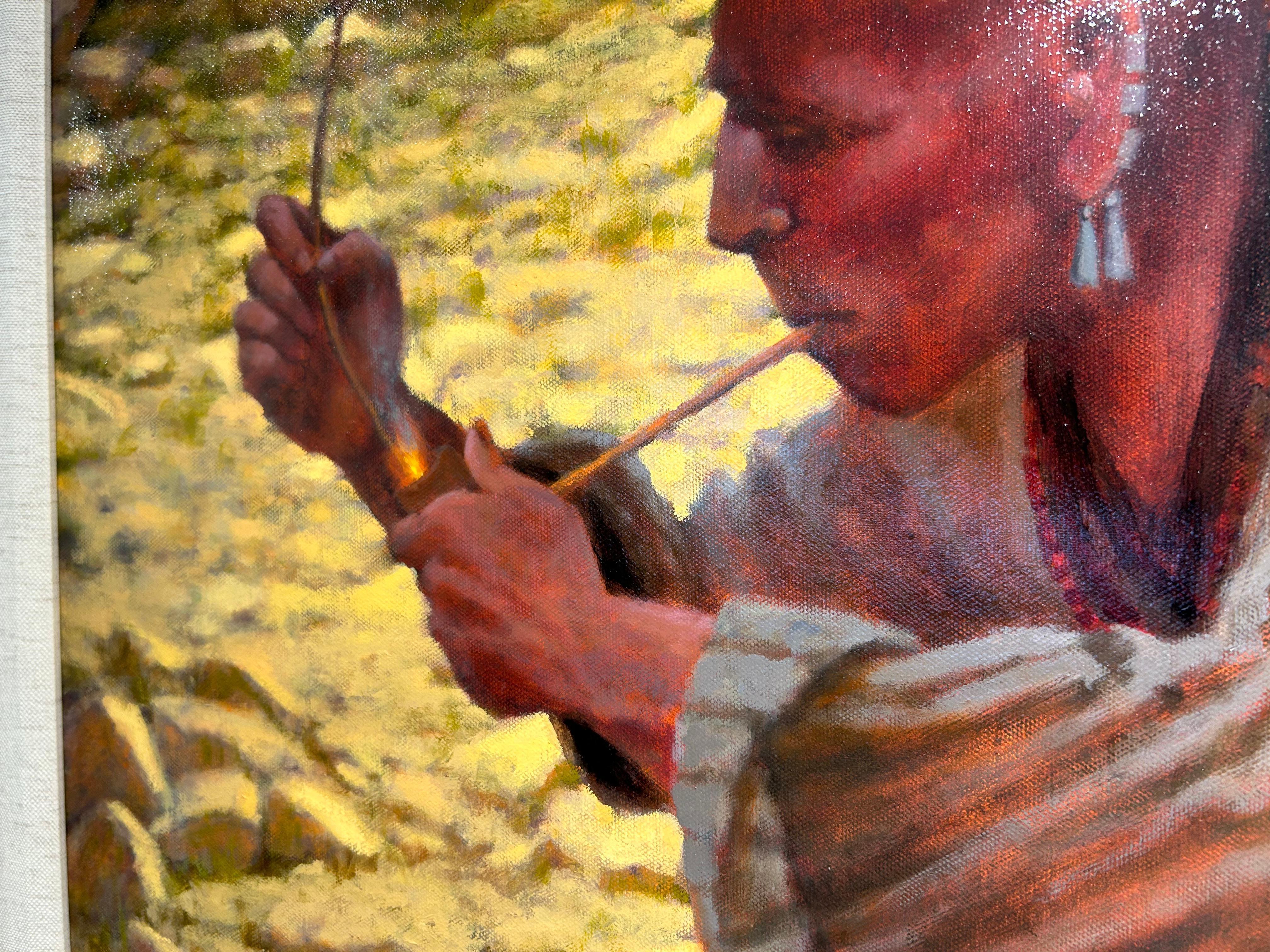 The Clay Pipe Original Doug Hall Oil Painting Shawnee Eastern Woodland Indian 2