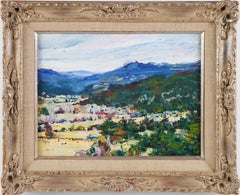 Antique American Impressionist California Mountain Landscape Early Oil Painting