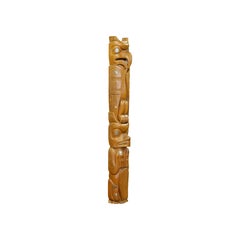 Doug Lafortune Sr. Salish Carved Wood and Abalone TOTEM Pole