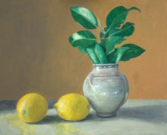 Lemons and Camelia, 16” x 20” x 1”, flower and fruit still life