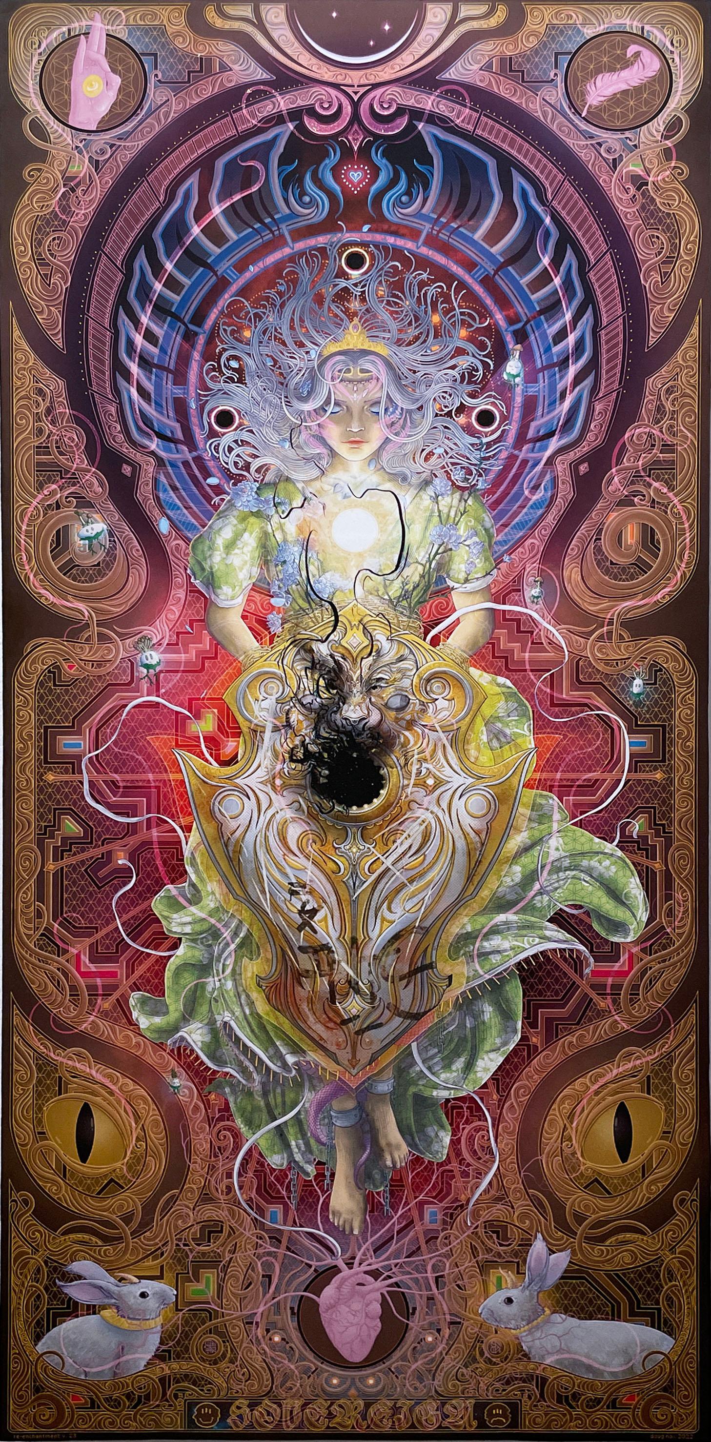 Sovereign Shield (2022) von Doug Nox (Harlequinade), psychedelisch, kosmisch, Giclée