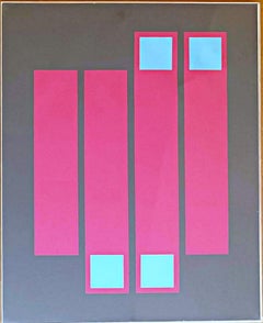 Mid century Geometric Abstraction Op Art silkscreen 1960s Signed/N, Framed