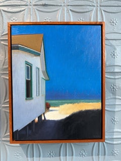 "Cottage Side View, Study" Ölgemälde, Strandhaus, kontrastreiche Meereslandschaft