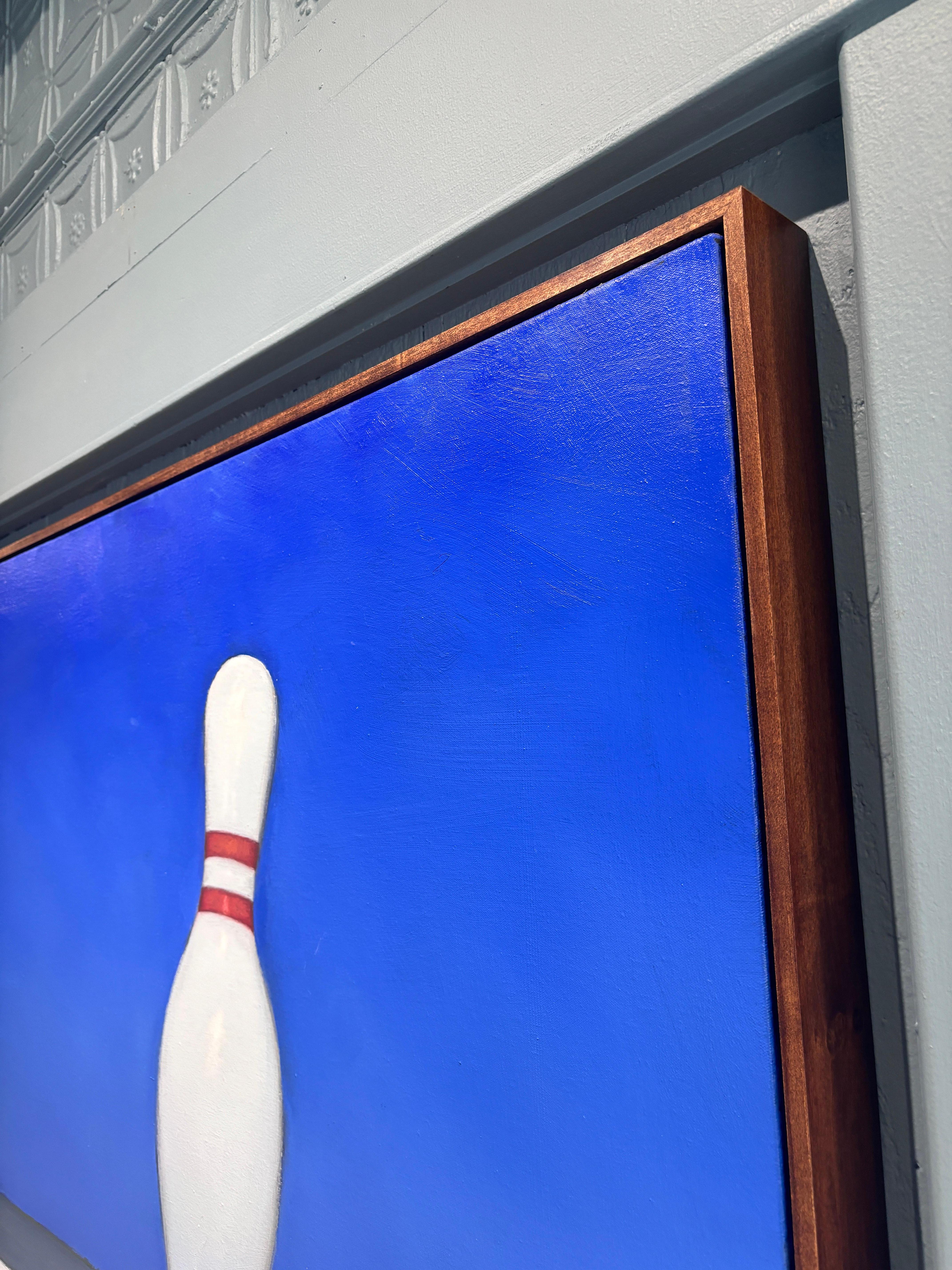 “Port Jeff Bowl” Oil painting, retro bowling alley, architecture Americana For Sale 10