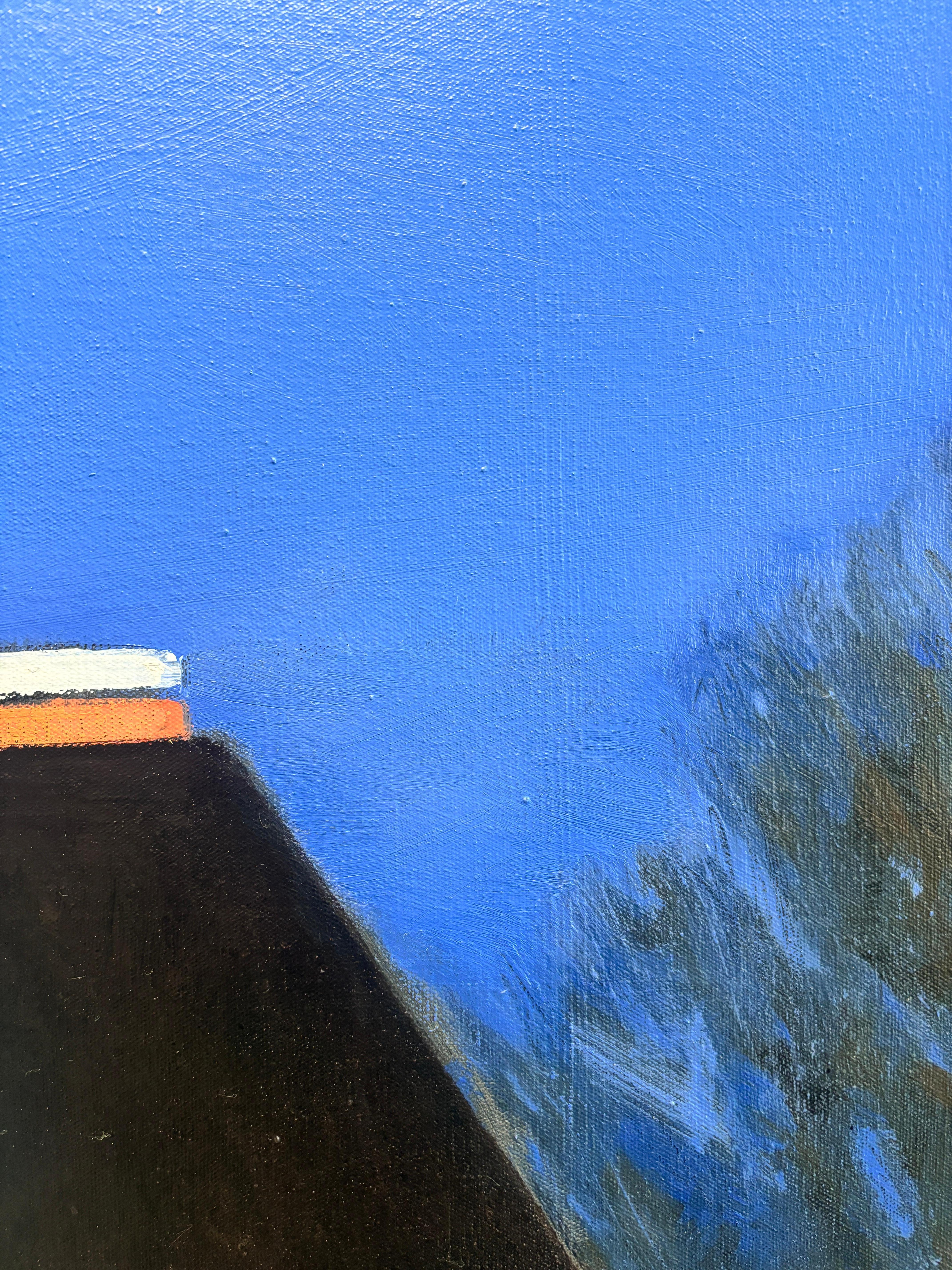 “Port Jeff Bowl” Oil painting, retro bowling alley, architecture Americana For Sale 11