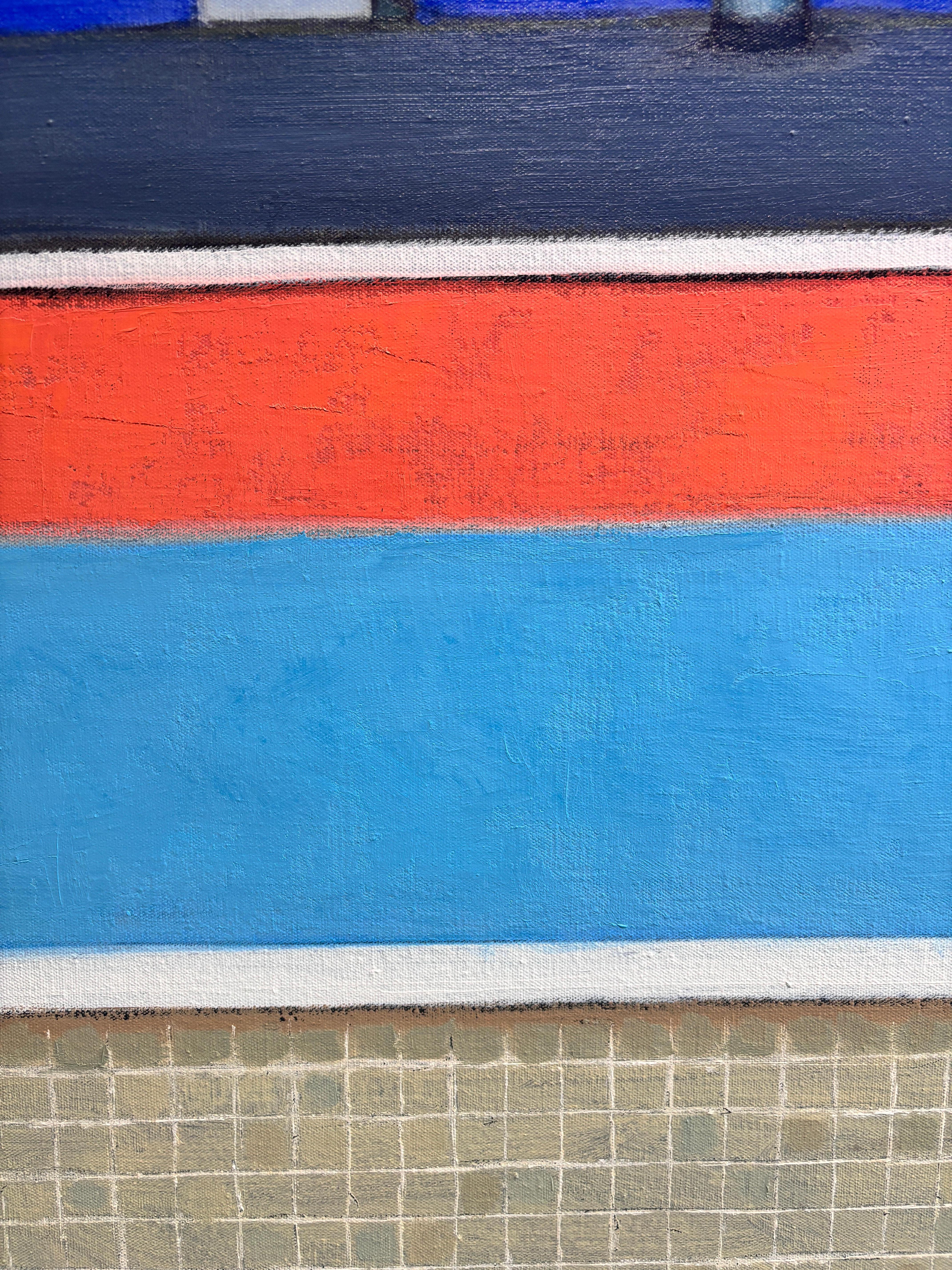“Port Jeff Bowl” Oil painting, retro bowling alley, architecture Americana For Sale 2