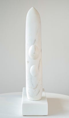 A Conversation - white, grey, abstract, contemporary, marble sculpture