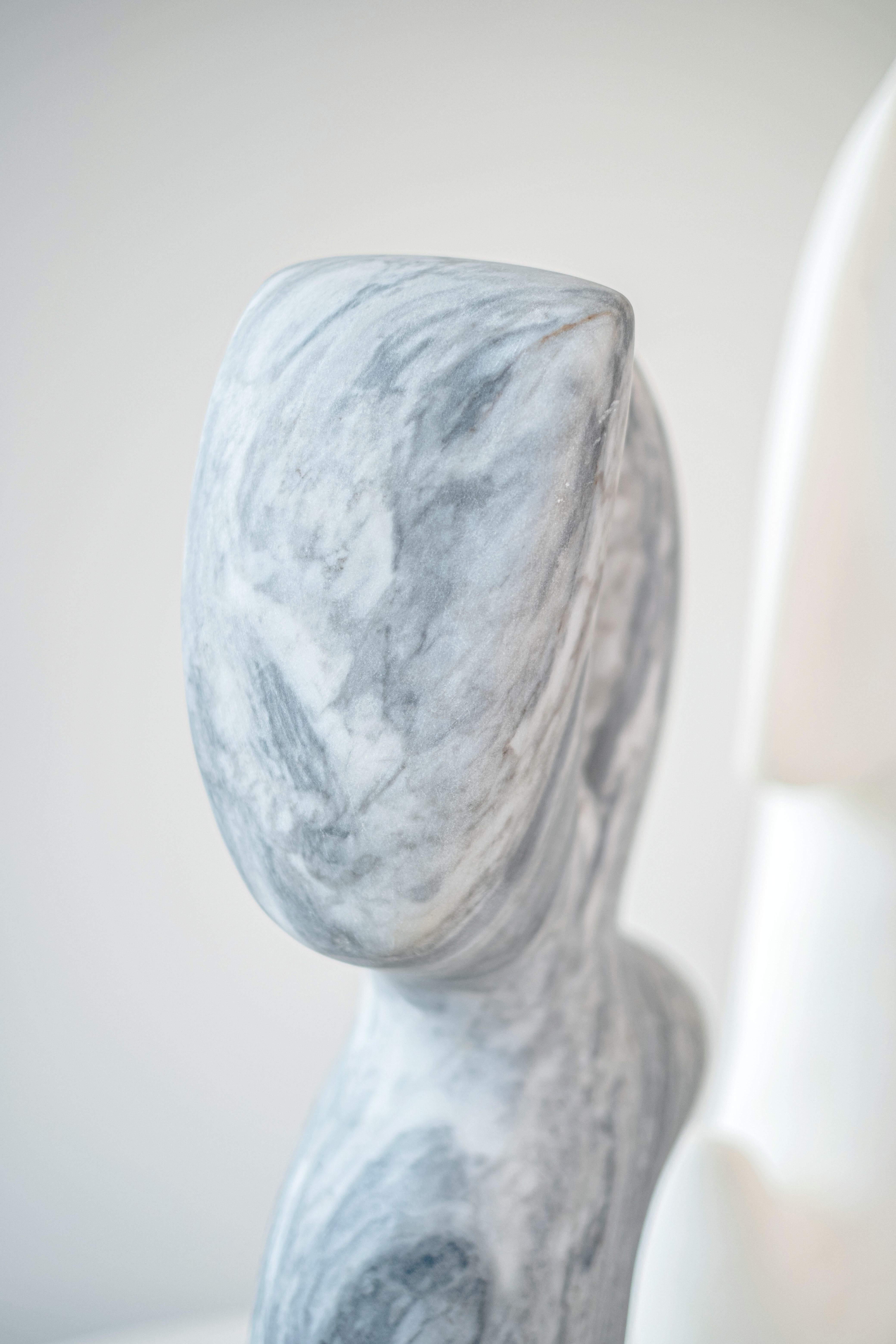 A Conversation - white, grey, abstract, contemporary, marble sculpture For Sale 2