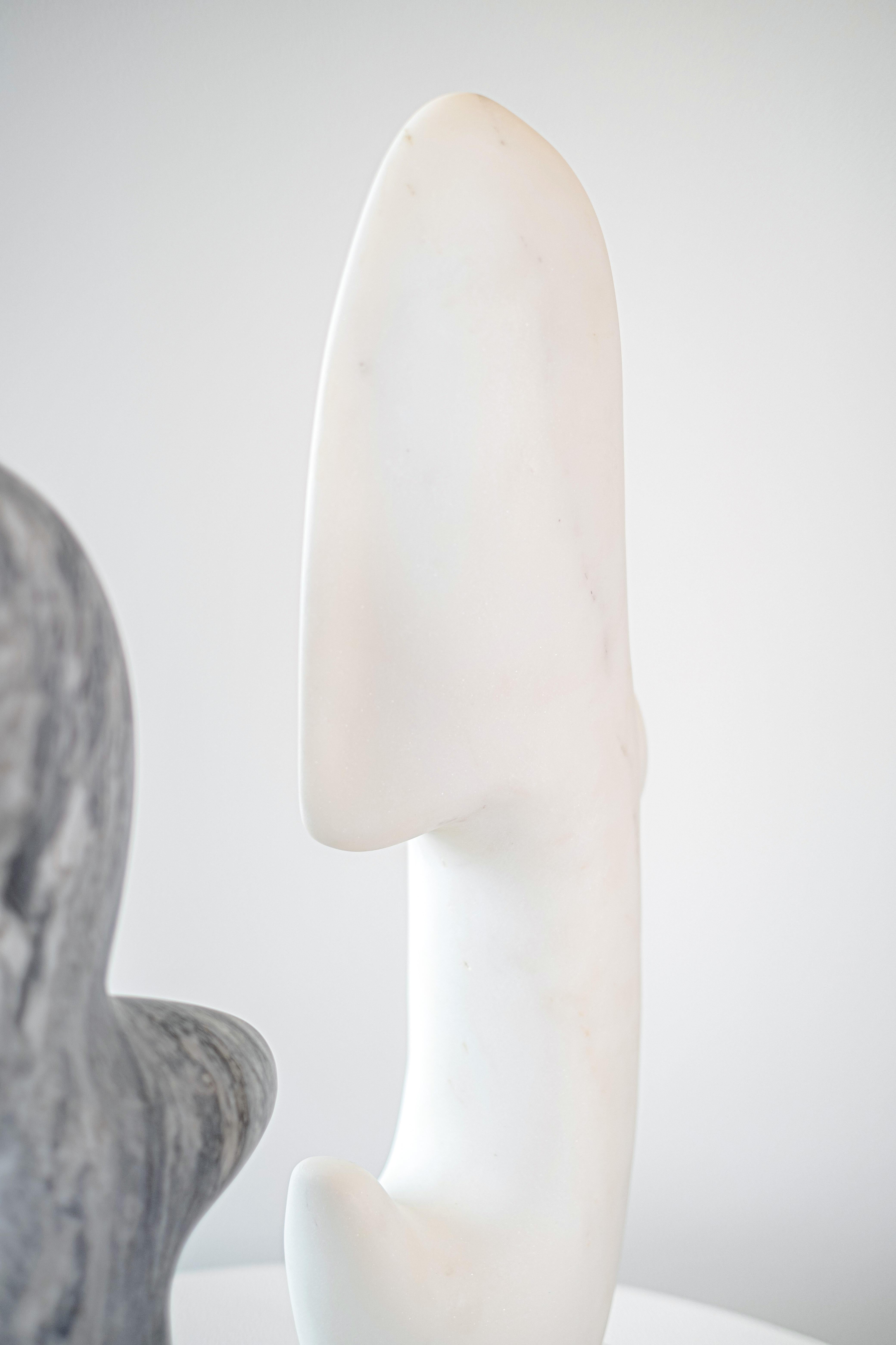 A Conversation - white, grey, abstract, contemporary, marble sculpture For Sale 3