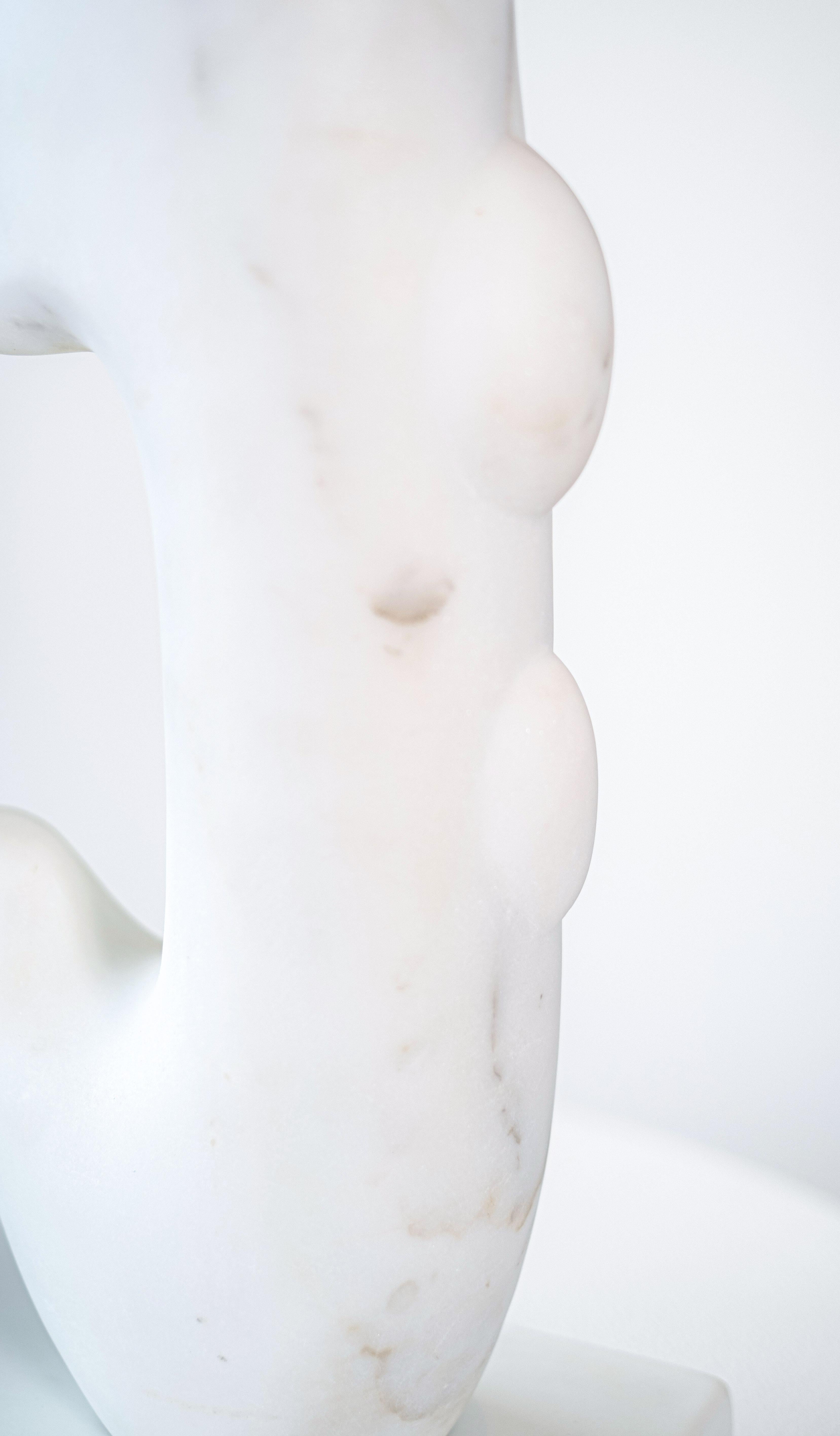 A Conversation - white, grey, abstract, contemporary, marble sculpture For Sale 4