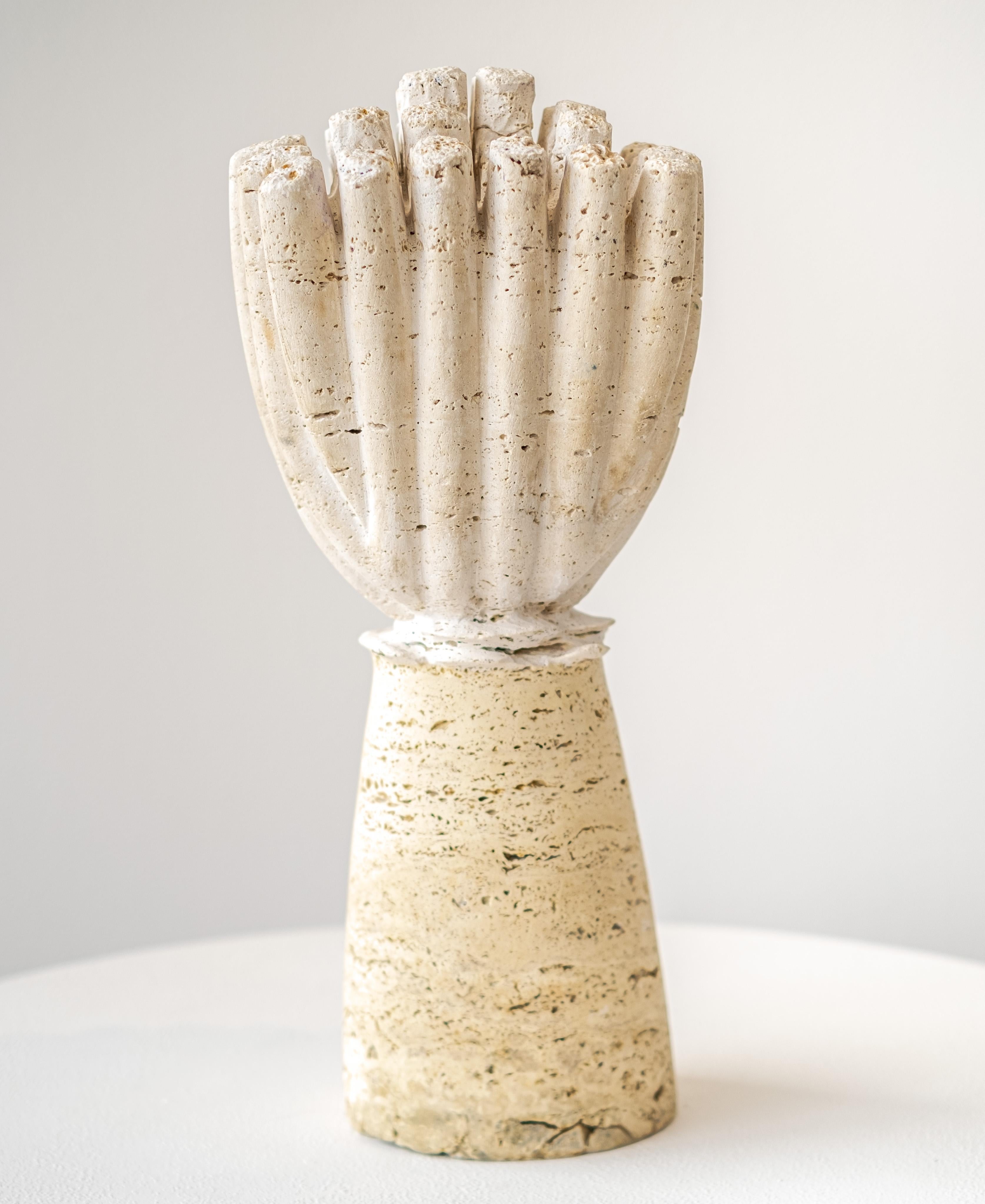 Anemone Tower - abstract, contemporary, travertine stone, limestone, sculpture - Abstract Sculpture by Doug Robinson