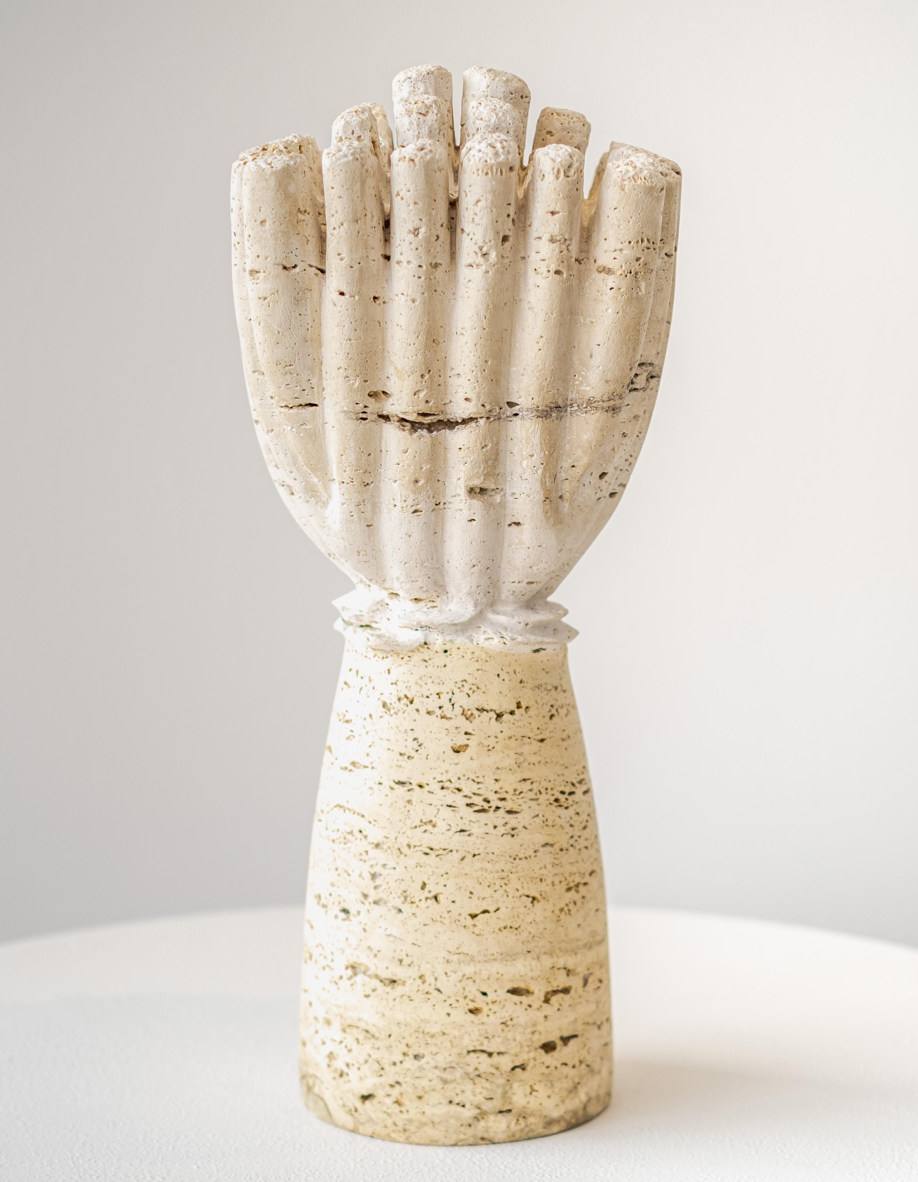 Anemone Tower - abstract, contemporary, travertine stone, limestone, sculpture - Beige Abstract Sculpture by Doug Robinson