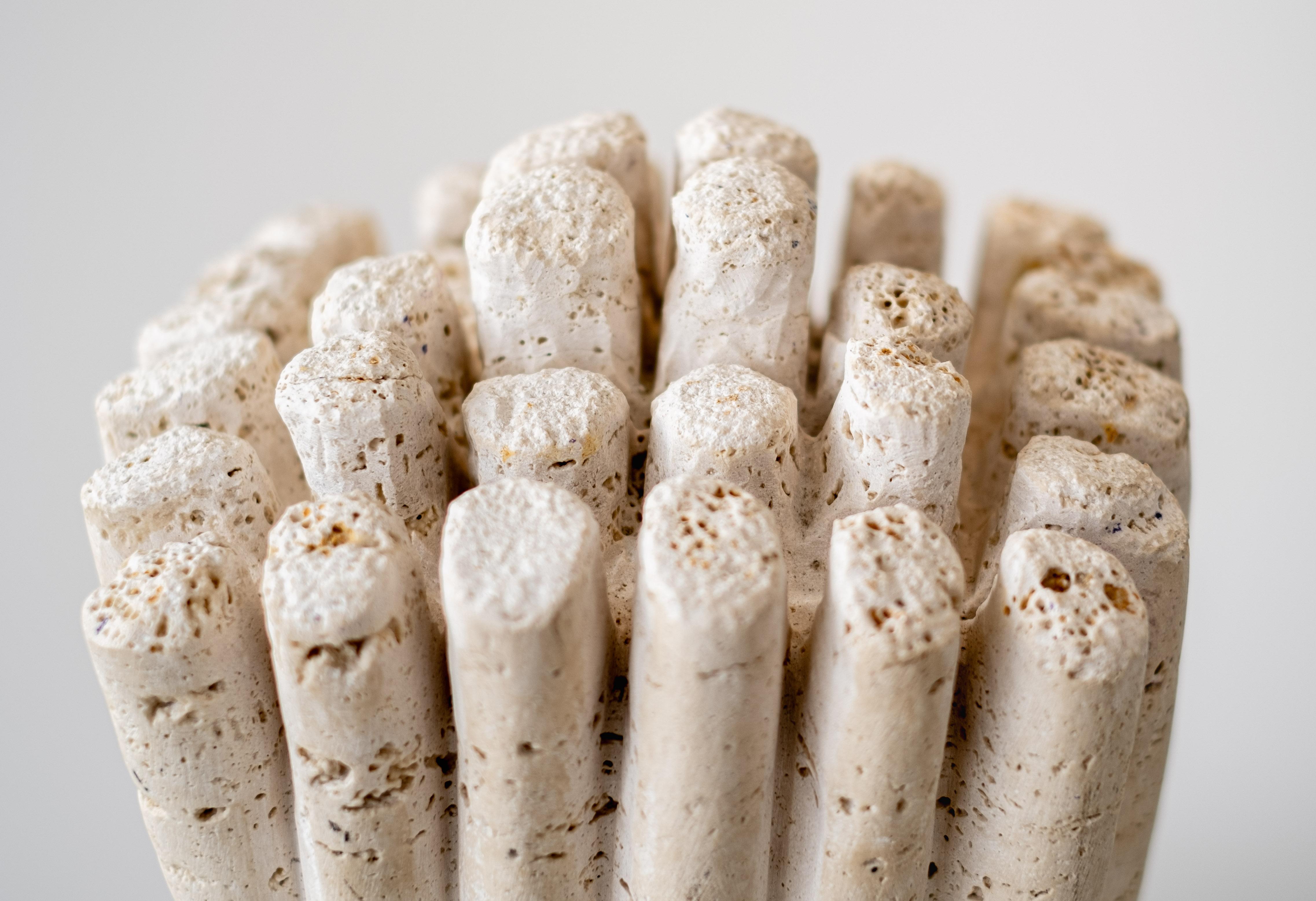 Anemone Tower - abstract, contemporary, travertine stone, limestone, sculpture For Sale 1