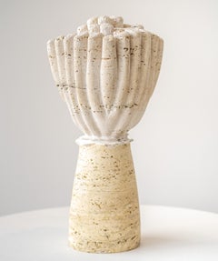 Anemone Tower - Tavertine stone, Limestone, Abstract, Sculpture, Contemporary