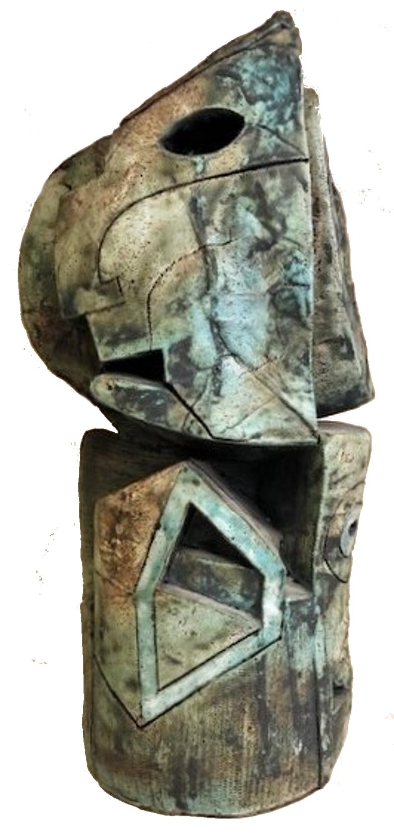 Late 20th Century Doug Rochelle, 3 Faces, American Abstract Expressionist Ceramic Sculpture, XX C 
