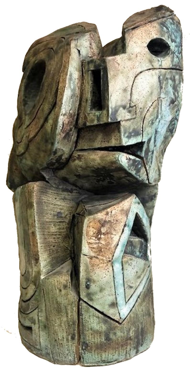 Clay Doug Rochelle, 3 Faces, American Abstract Expressionist Ceramic Sculpture, XX C 