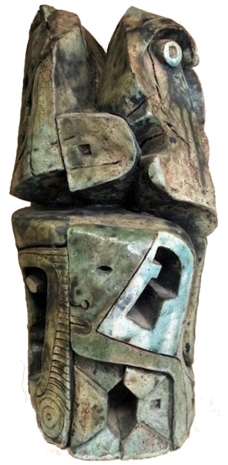 Doug Rochelle, 3 Faces, American Abstract Expressionist Ceramic Sculpture, XX C  3