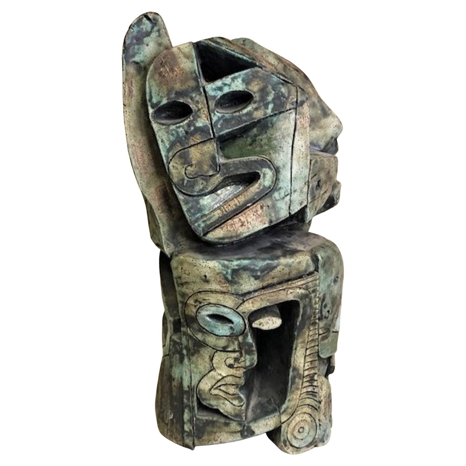 Doug Rochelle, 3 Faces, American Abstract Expressionist Ceramic Sculpture, XX C 