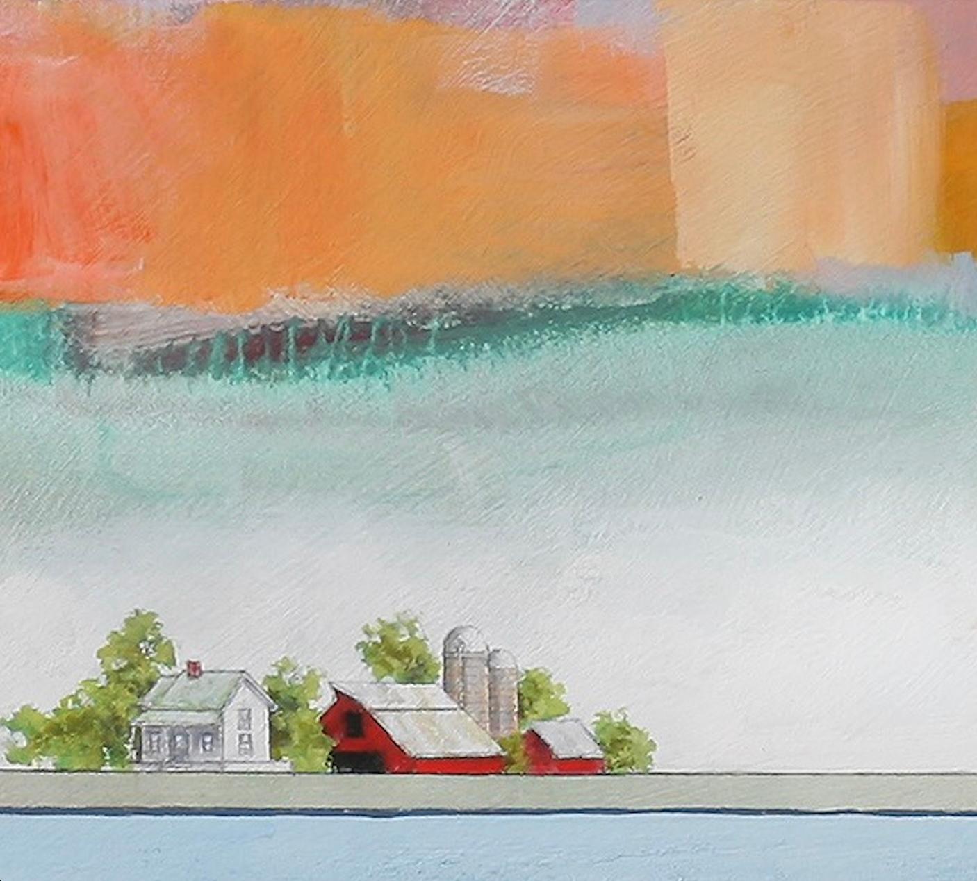 Encouraged by his parents at a young age to pursue his love of art, Doug Smith brings to life vast planes of melting colors and geometric lines, with the inclusion of meticulously painted farmsteads paying homage to the idyllic farmhouses of times