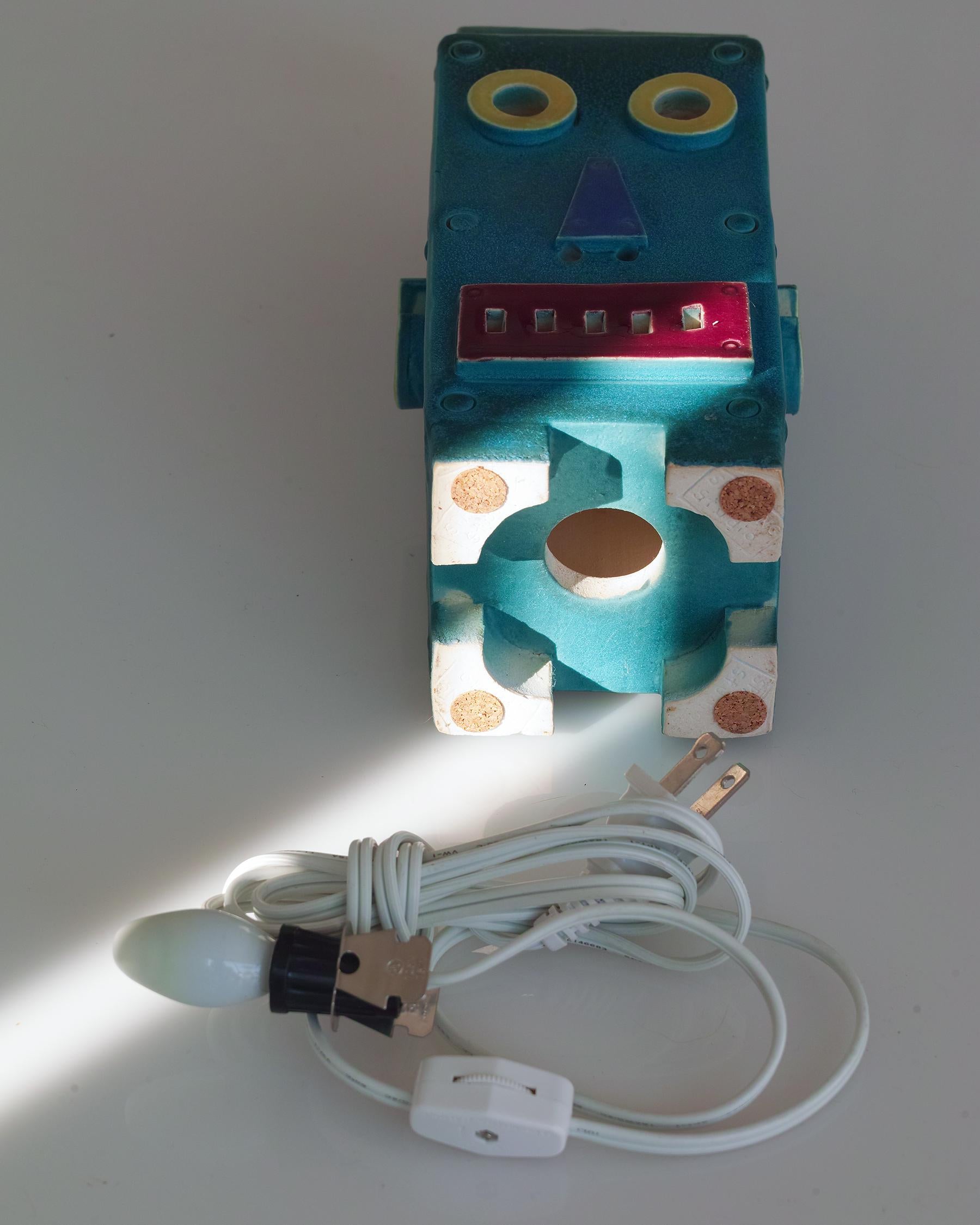 Ceramic Doug Spalding Studio Pottery Robot Night Light Sculpture For Sale