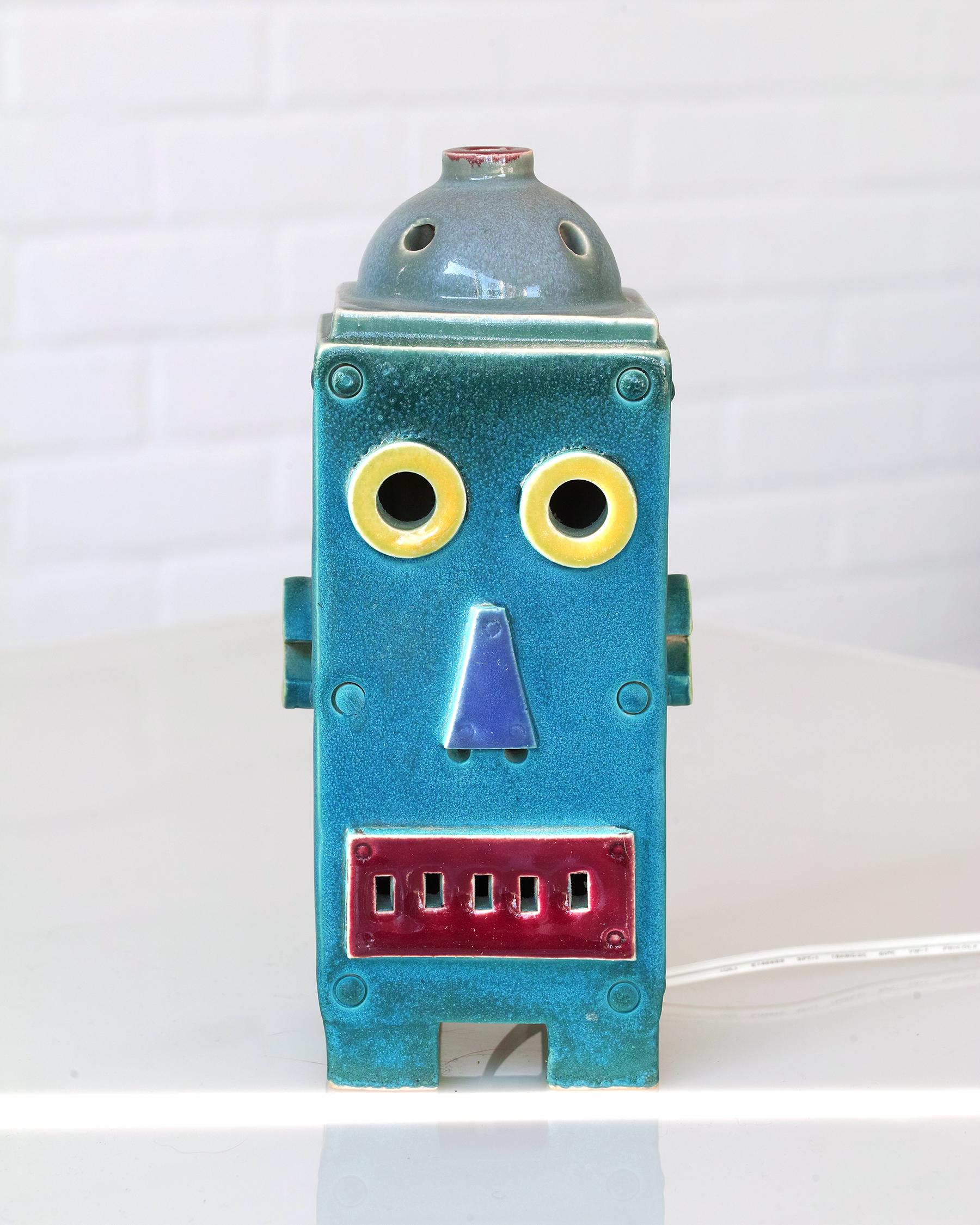 Doug Spalding Studio Pottery Robot Night Light Sculpture For Sale 1