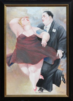 "Heavenly Dance" Modern Figurative Portrait of a Voluptuous Dancing Couple