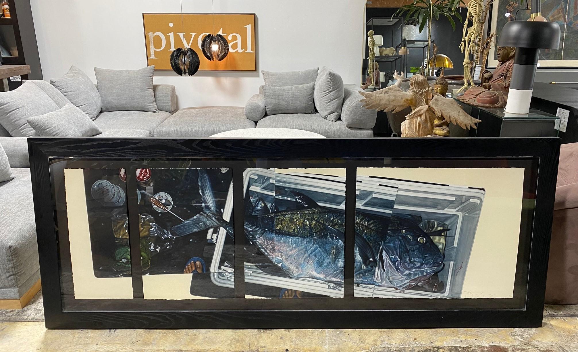 A beautiful, wonderfully composed, quite large in scope, 4-part (quadriptych) original watercolor painting by Hawaiian artist Doug Young known for his photorealism style.  This work is titled 