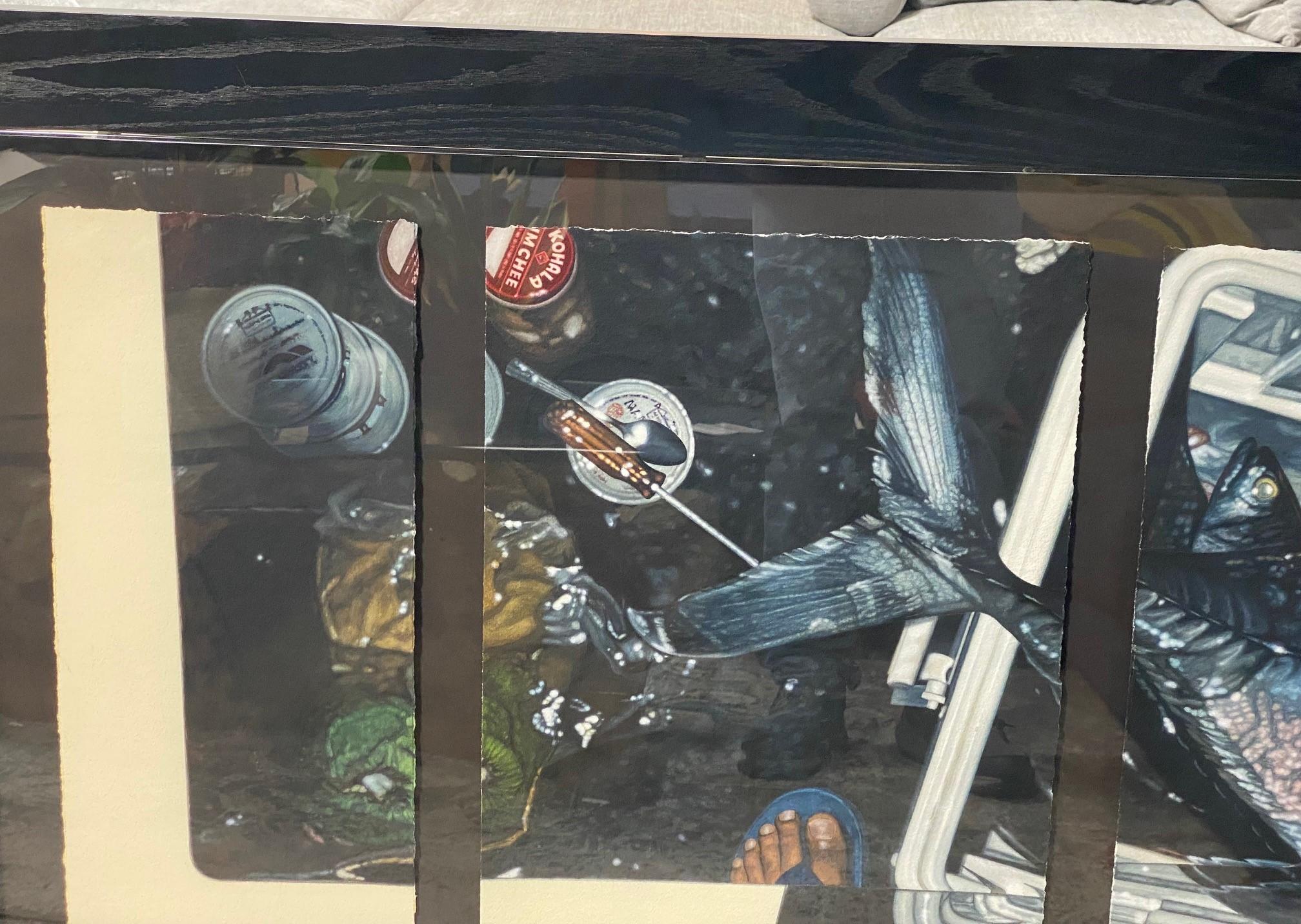 Hand-Painted Doug Young Hawaiian Artist Signed Quadriptych Painting Road To Sea, South Kona For Sale