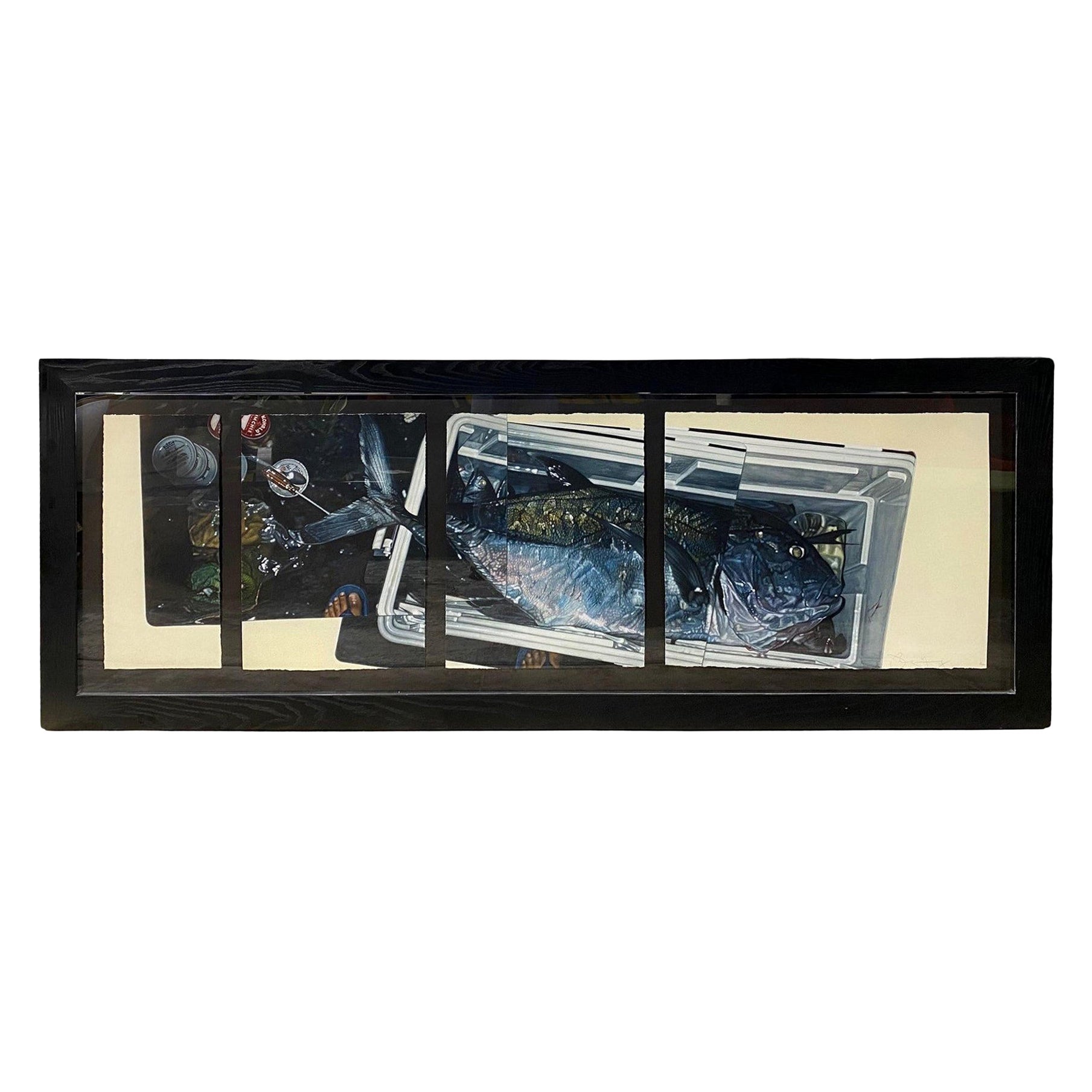 Doug Young Hawaiian Artist Signed Quadriptych Painting Road To Sea, South Kona