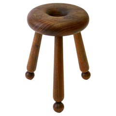 Doughnut Stool – Traditional Handcrafted Solid Wood Stool in Walnut