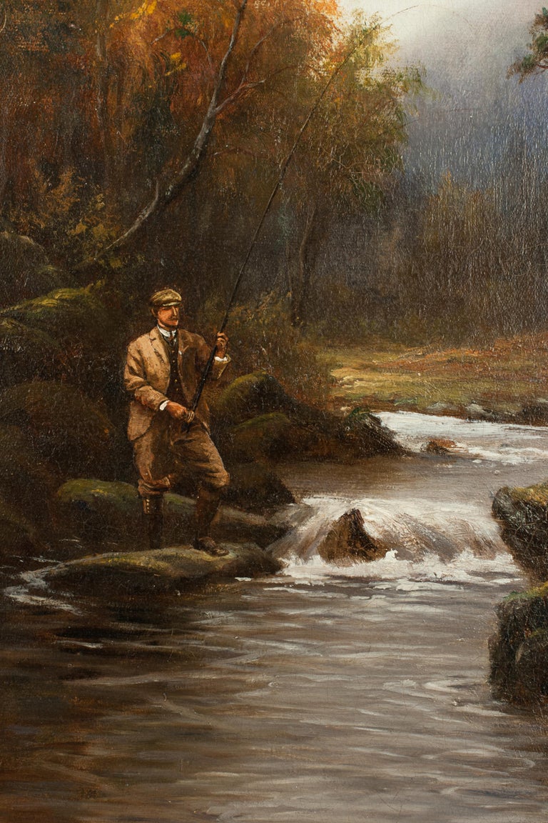 Douglas Adams Oil On Canvas, Trout Fishing in the Highlands For Sale 1