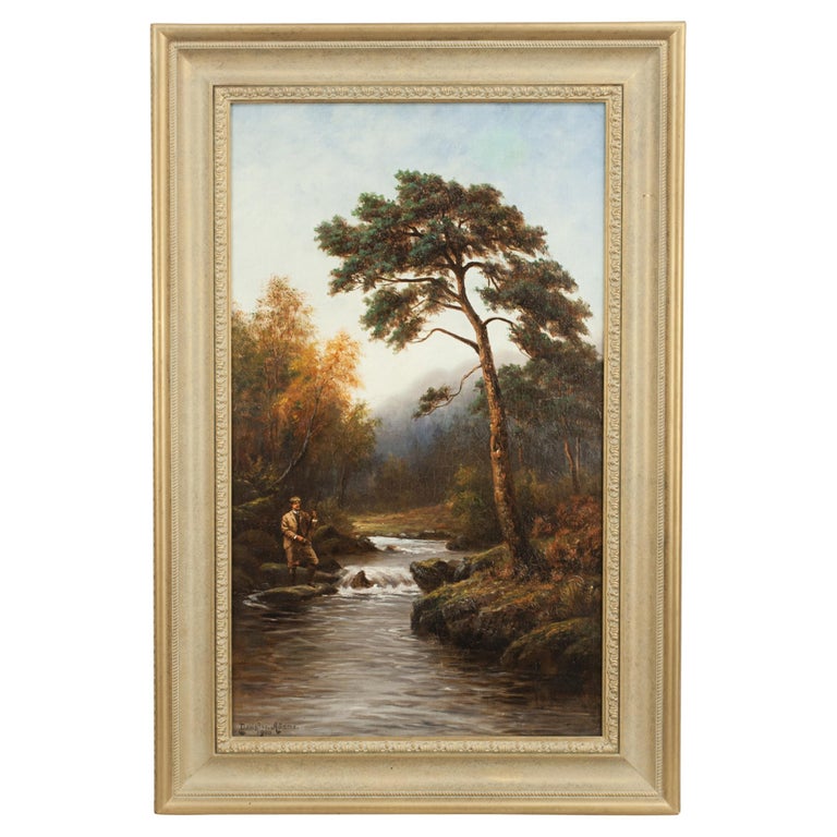 Douglas Adams Oil On Canvas, Trout Fishing in the Highlands For Sale