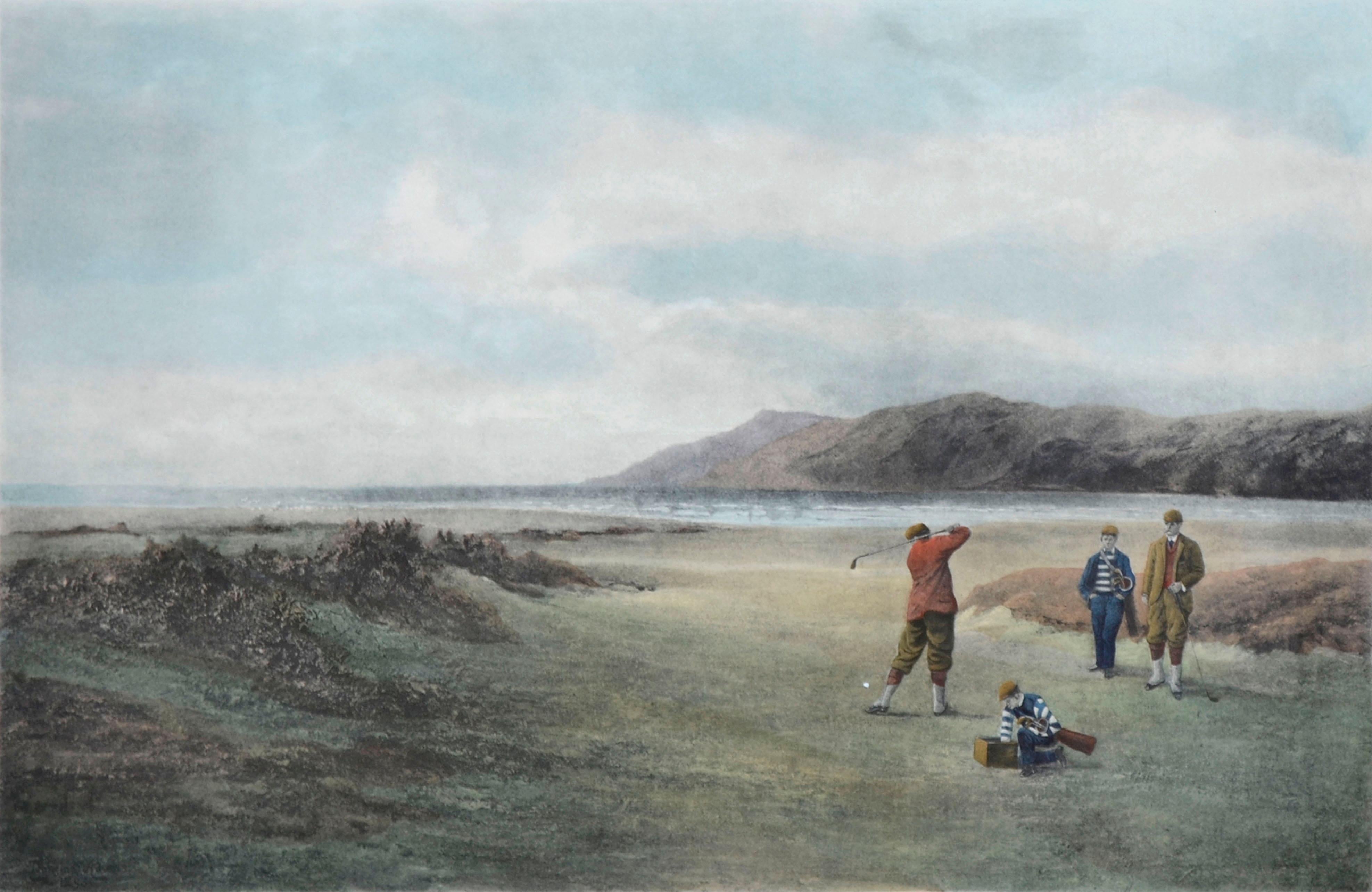 „The Drive“ – Figurative Golf-Landschaft – Print von Douglas Adams