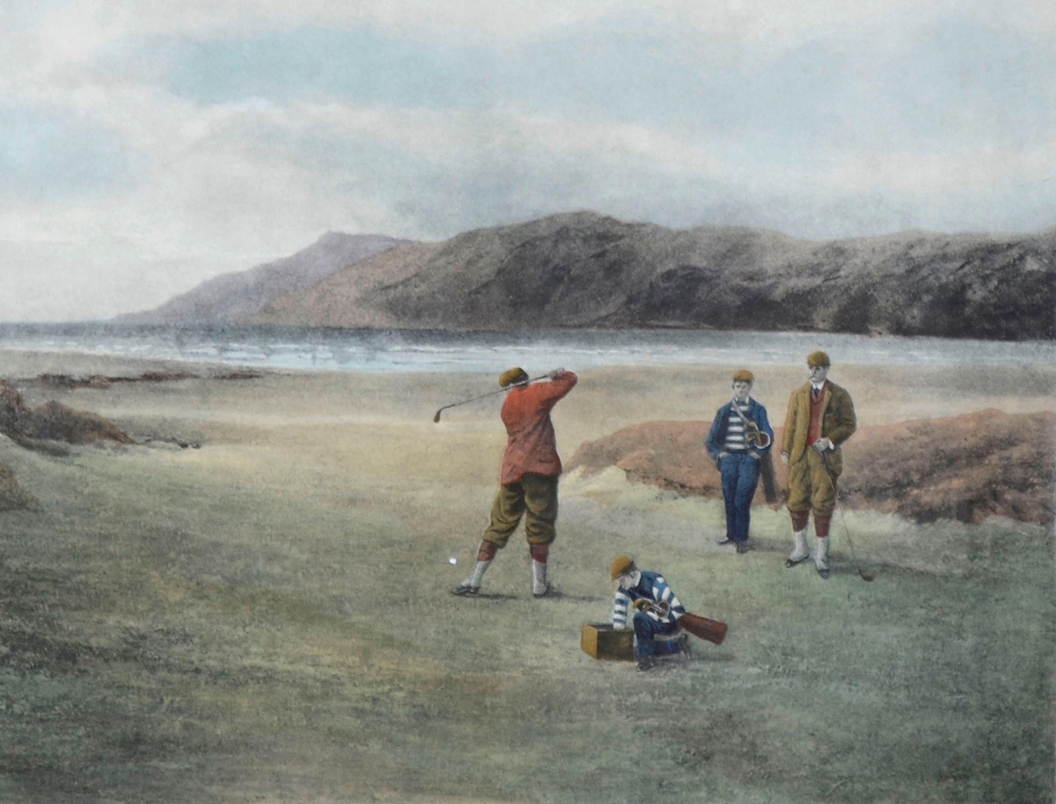 „The Drive“ – Figurative Golf-Landschaft (Realismus), Print, von Douglas Adams