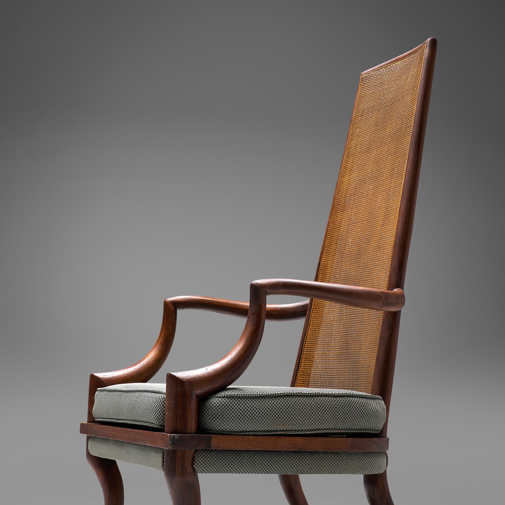 Douglas Brown for Grand Ledge Chair Company Reupholstered Chair in Cane