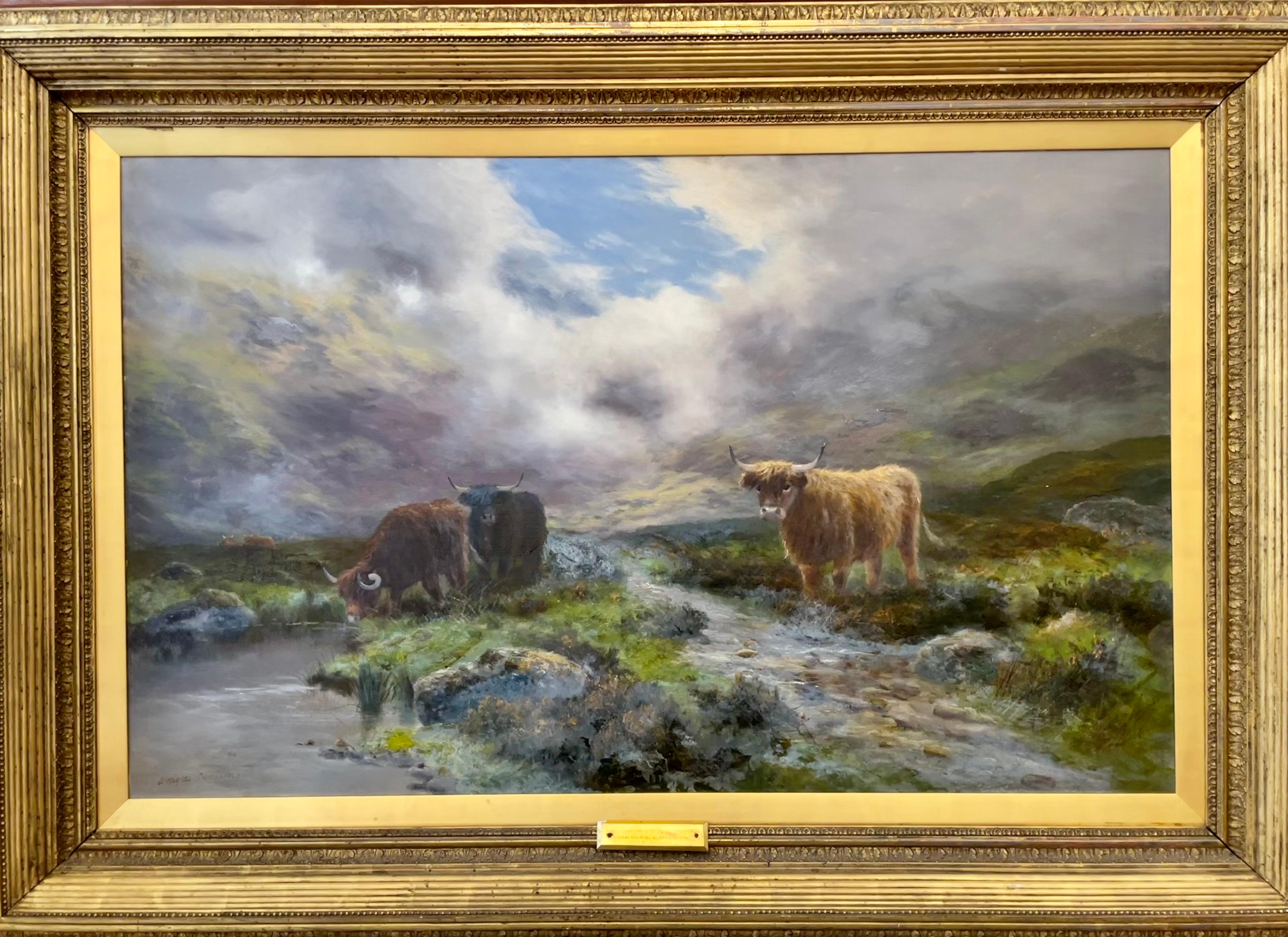 Landscape Painting Douglas Cameron - Hillside Road dans les Highlands