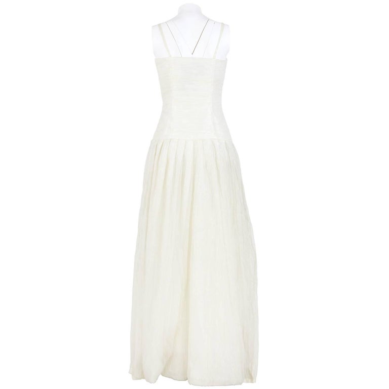White Douglas Cream Silk Wedding Dress, 2000s For Sale