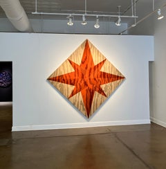 Contemporary, Mixed Media, Wall Sculpture, Yarn, Substantial 4 Panel Composition