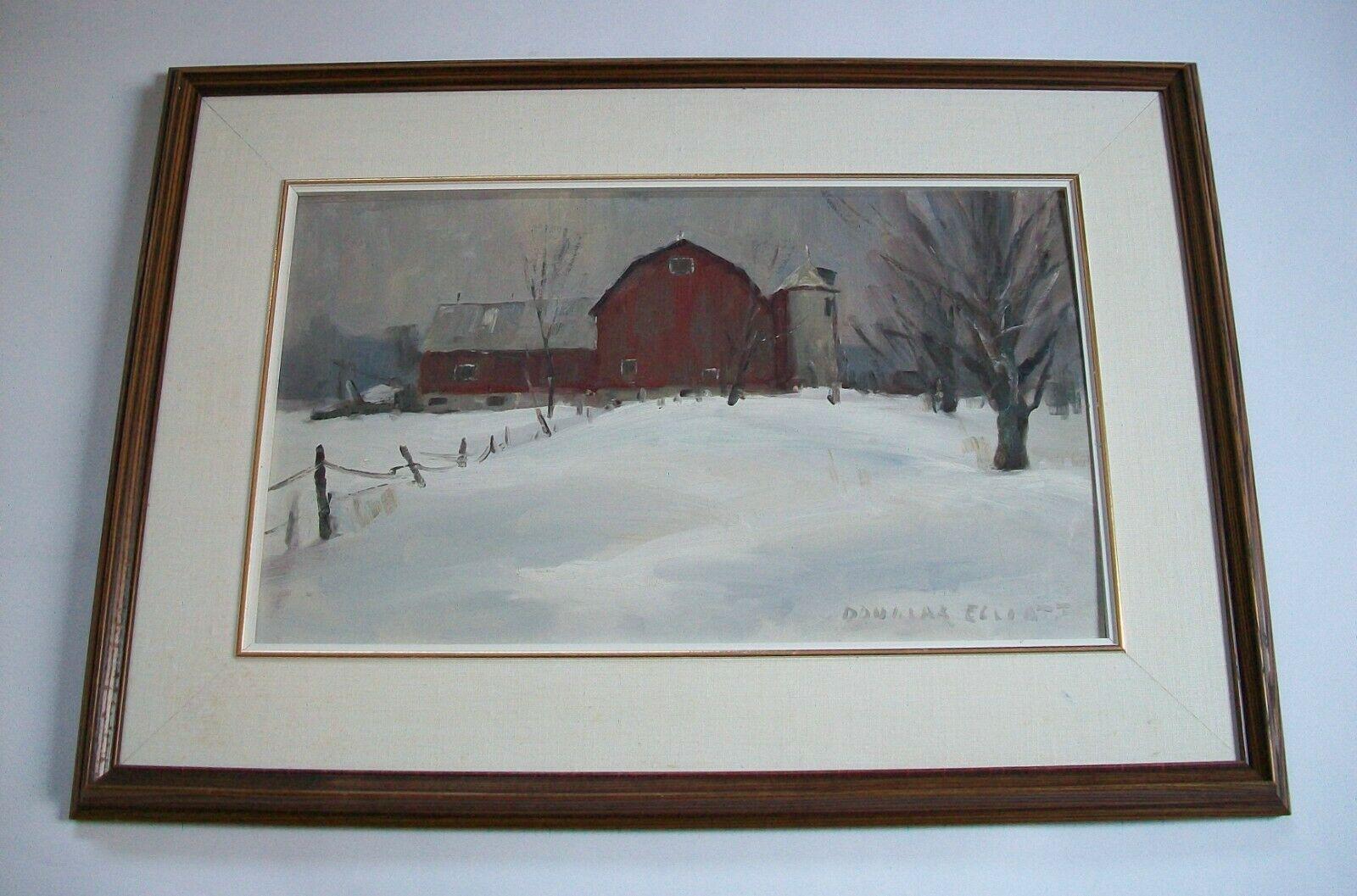 Canadian Douglas Elliott, 'Near Markham, Ont.', Framed Oil Painting, Canada, C.1977 For Sale