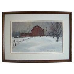Douglas Elliott, 'Vicino a Markham, Ont.', dipinto a olio con cornice, Canada, 1977 circa