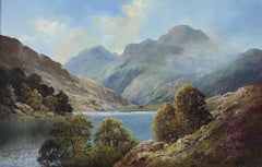 Fine Scottish Highlands Oil Painting, Majestic Highland Loch Scene, signed oil 