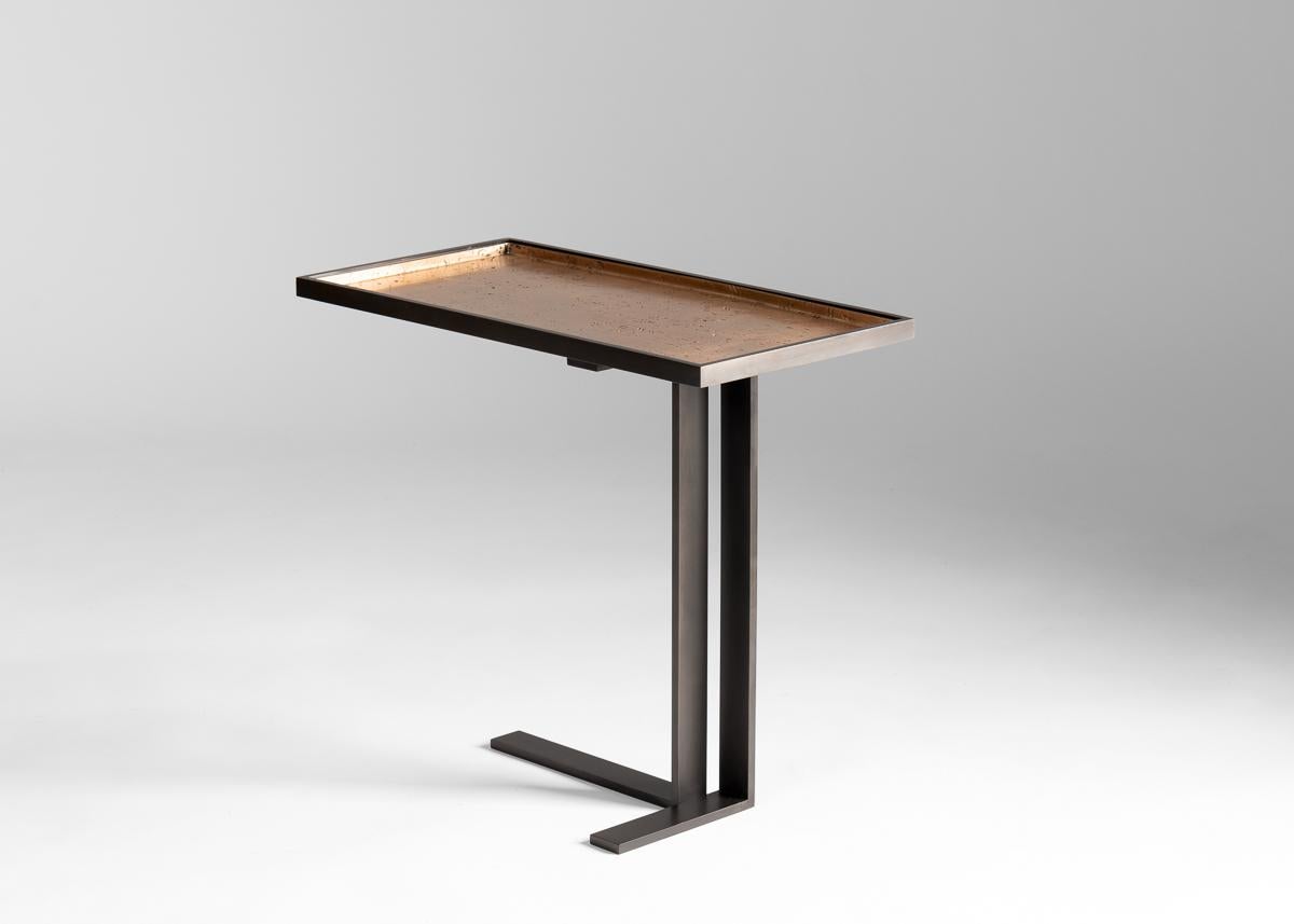 Blackened Douglas Fanning, Contemporary Bronze and Steel Drinks Table, United States, 2020 For Sale