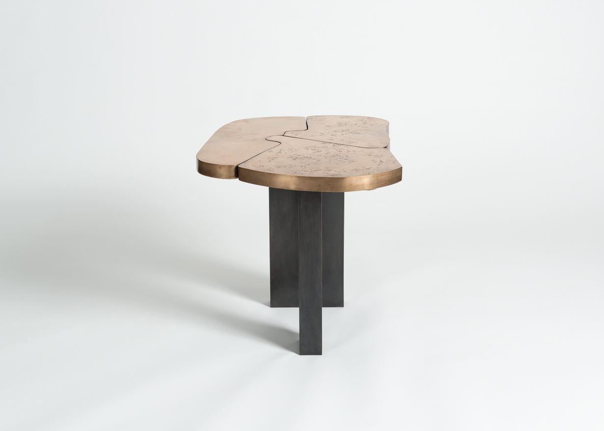 Nord-américain Douglas Fanning, table d'appoint contemporaine en acier et bronze, États-Unis, 2018 en vente