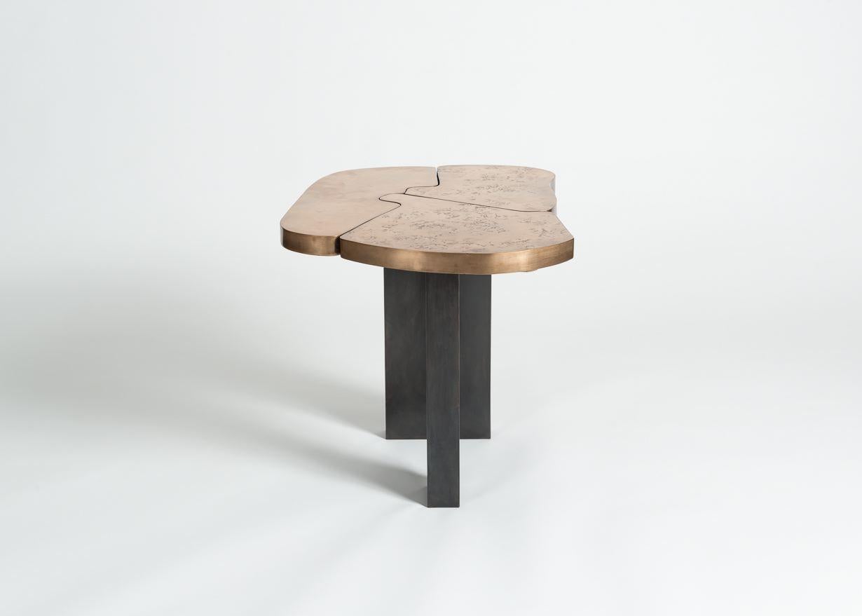 Nord-américain Douglas Fanning, Meander, table d'appoint contemporaine, acier et bronze, États-Unis, 2018. en vente